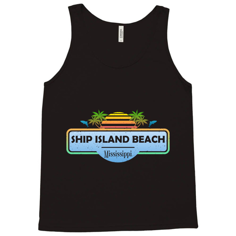 Artistshort Trending Ship Island Beach Mississippi, Palm Trees Sunset Tank Top by poppyallen | Artistshot