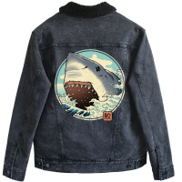 Shark Attack! Unisex Sherpa-lined Denim Jacket | Artistshot