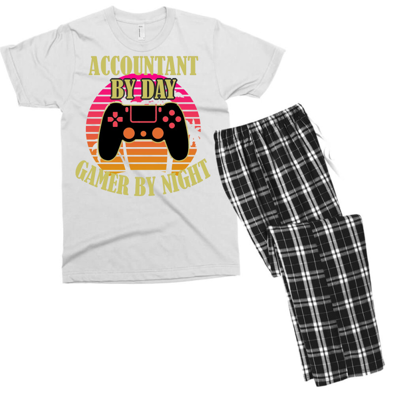 Accountant By Day Gamer By Night 70s Men's T-shirt Pajama Set | Artistshot