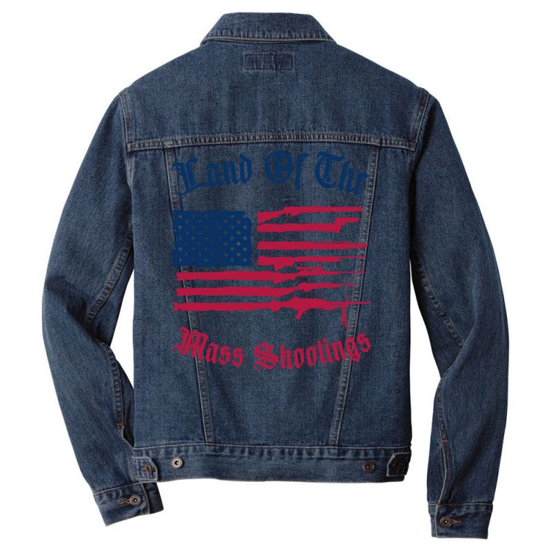 Land Of The Mass Shootings Hippie Men Denim Jacket by laihanmoratx | Artistshot