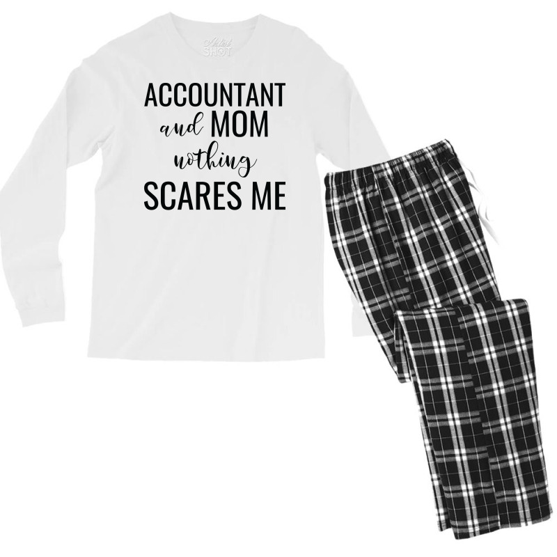 Accountant And Mom Nothing Scares Me Red Men's Long Sleeve Pajama Set | Artistshot