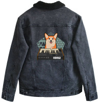 Funny Synthesizer Fan Korgi Corgi Dog Lover Unisex Sherpa-lined Denim Jacket | Artistshot