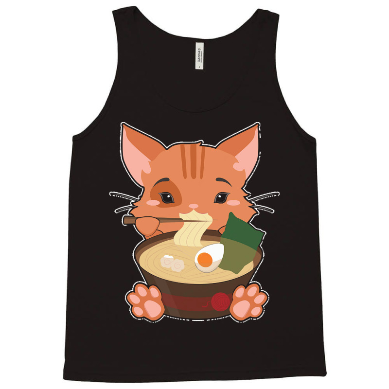 Japanese T  Shirt Anime Cute Cat Japanese Ramen Noodles Kawaii Gift De Tank Top | Artistshot