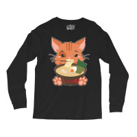 Japanese T  Shirt Anime Cute Cat Japanese Ramen Noodles Kawaii Gift De Long Sleeve Shirts | Artistshot