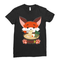 Japanese T  Shirt Anime Cute Fox Japanese Ramen Noodles Kawaii Gift Pr Ladies Fitted T-shirt | Artistshot