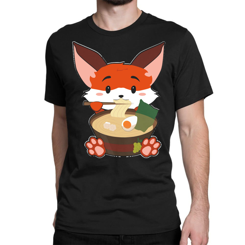 Japanese T  Shirt Anime Cute Fox Japanese Ramen Noodles Kawaii Gift Pr Classic T-shirt by blockmarta105 | Artistshot