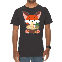 Japanese T  Shirt Anime Cute Fox Japanese Ramen Noodles Kawaii Gift Pr Vintage T-shirt | Artistshot