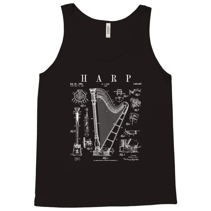 Harp Vintage Patent Harpist Drawing Print .png Tank Top | Artistshot