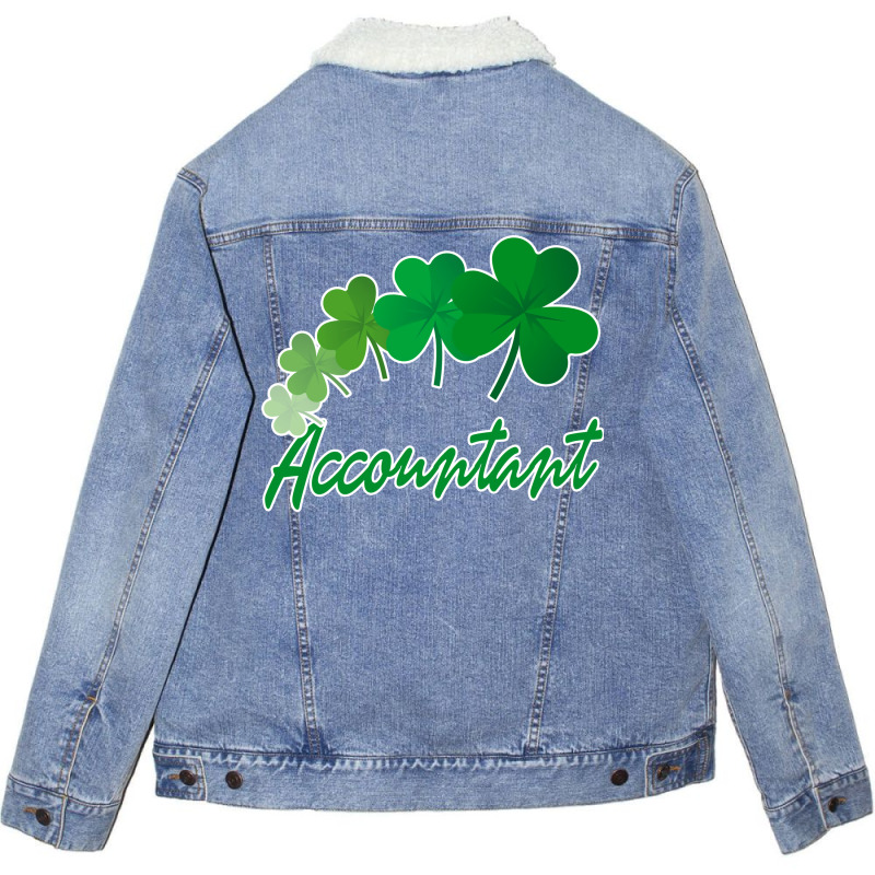 Irish Shamrocks Accountant St Patricks Day Gift Funny Unisex Sherpa-lined Denim Jacket | Artistshot