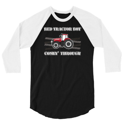 Case Ih Red Tractor Boy Comin' Through 3/4 Sleeve Shirt Designed By Mdk Art