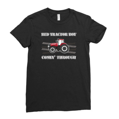 Case Ih Red Tractor Boy Comin' Through Ladies Fitted T-shirt Designed By Mdk Art