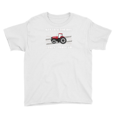 Case Ih Red Tractor Boy Comin' Through Youth Tee Designed By Mdk Art