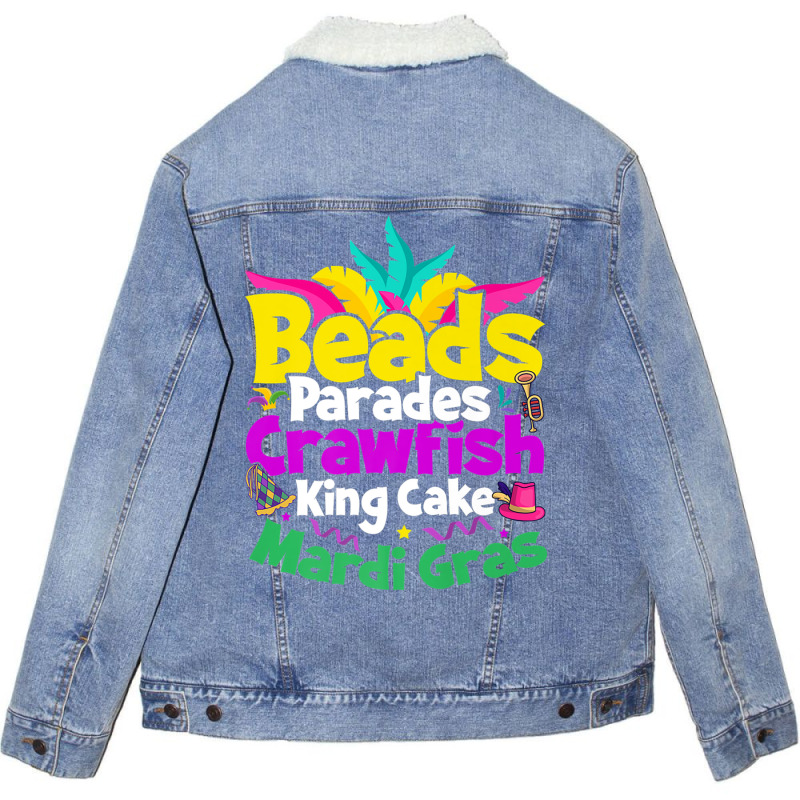 Beads Parades Crawfish King Cake Mardi Gras Premium T Shirt Unisex Sherpa-lined Denim Jacket | Artistshot