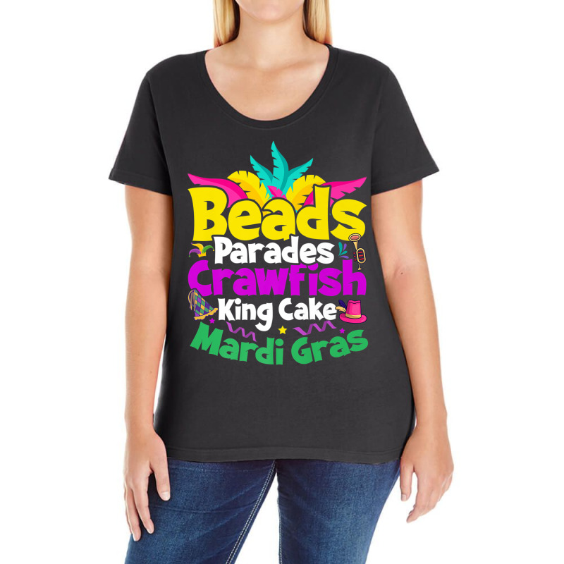 Beads Parades Crawfish King Cake Mardi Gras Premium T Shirt Ladies Curvy T-Shirt by catotdmontis | Artistshot