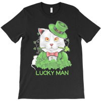 Lucky Man T  Shirt Lucky Man Funny White Cat And White Mouse St. Patri T-shirt | Artistshot