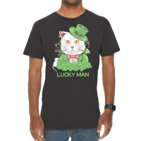 Lucky Man T  Shirt Lucky Man Funny White Cat And White Mouse St. Patri Vintage T-shirt | Artistshot