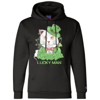 Lucky Man T  Shirt Lucky Man Funny White Cat And White Mouse St. Patri Champion Hoodie | Artistshot