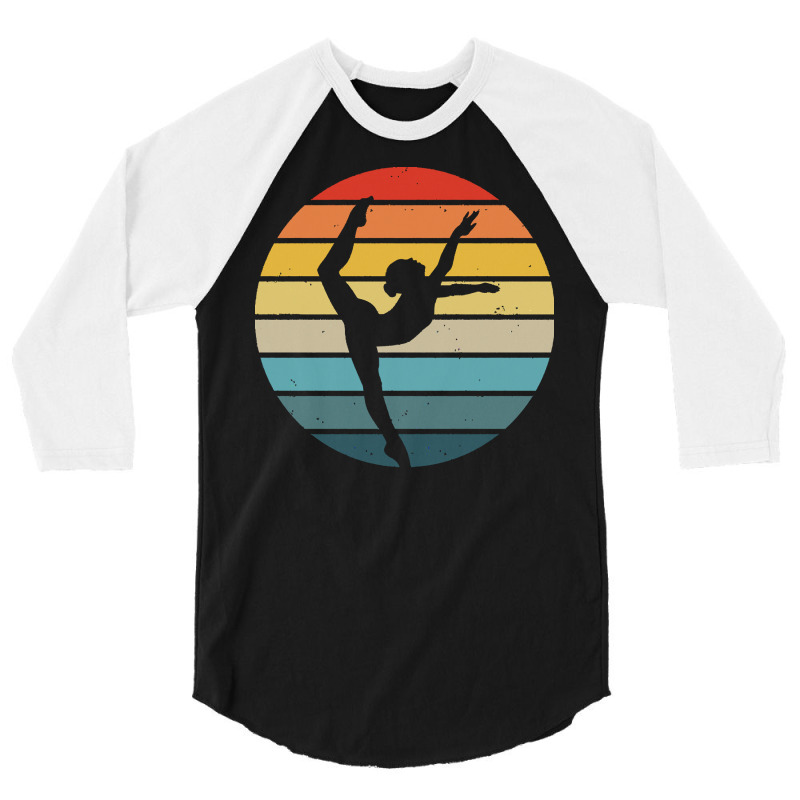 Majorette T  Shirt Baton Twirling Silhouette On A Distressed Retro Sun 3/4 Sleeve Shirt | Artistshot