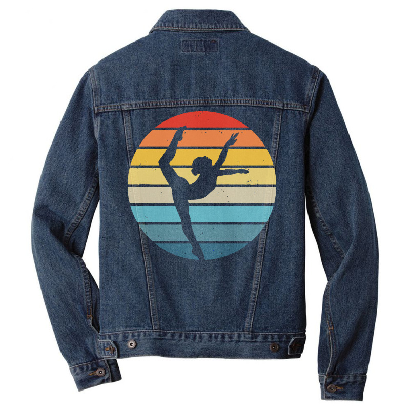 Majorette T  Shirt Baton Twirling Silhouette On A Distressed Retro Sun Men Denim Jacket | Artistshot