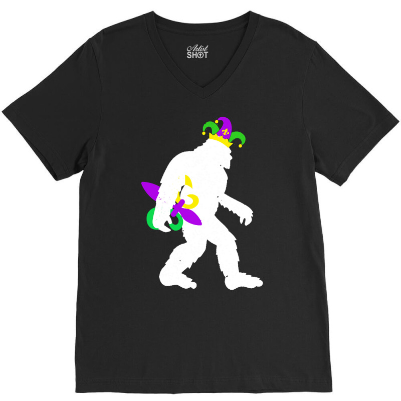 Mardi Gras Bigfoot T  Shirt Mardi Gras Carnival Bigfoot New Orleans Ca V-neck Tee | Artistshot