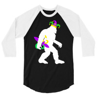 Mardi Gras Bigfoot T  Shirt Mardi Gras Carnival Bigfoot New Orleans Ca 3/4 Sleeve Shirt | Artistshot