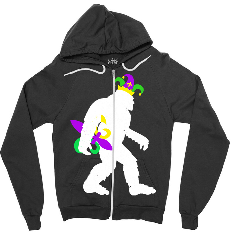 Mardi Gras Bigfoot T  Shirt Mardi Gras Carnival Bigfoot New Orleans Ca Zipper Hoodie | Artistshot