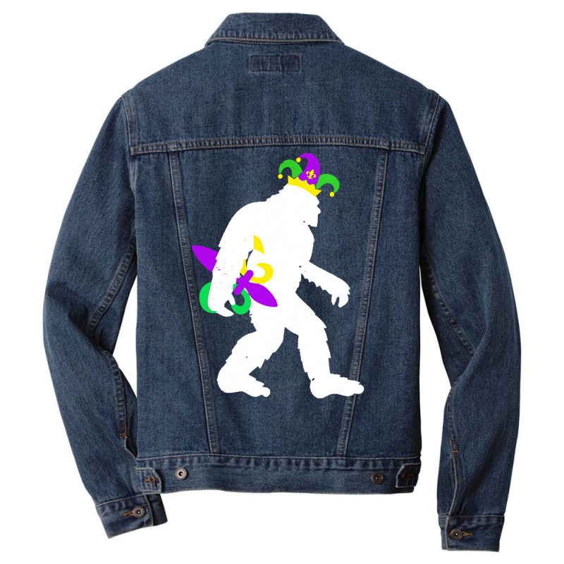 Mardi Gras Bigfoot T  Shirt Mardi Gras Carnival Bigfoot New Orleans Ca Men Denim Jacket | Artistshot