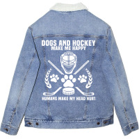 Hockey Makes Me Ice Hockey Happy Player Gift Penalty Box Unisex Sherpa-lined Denim Jacket | Artistshot