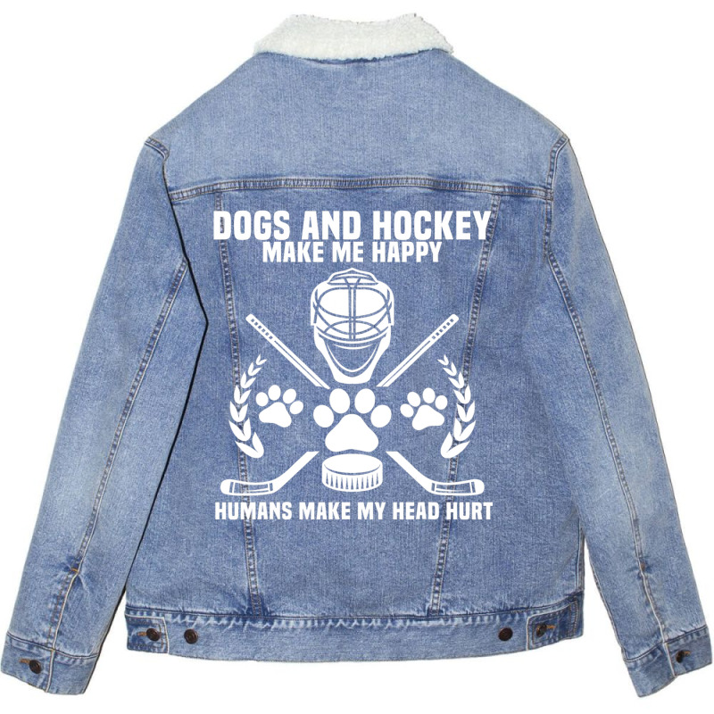 Hockey Makes Me Ice Hockey Happy Player Gift Penalty Box Unisex Sherpa-Lined Denim Jacket by AURRADILLARD | Artistshot