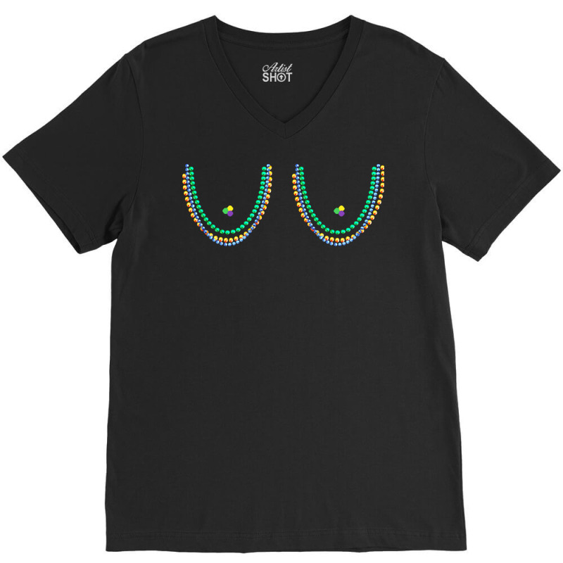 Mardi Gras Boobs Beads T  Shirt Boobs Mardi Gras Boobs Beads Funny Bea V-neck Tee | Artistshot