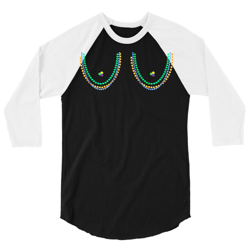 Mardi Gras Boobs Beads T  Shirt Boobs Mardi Gras Boobs Beads Funny Bea 3/4 Sleeve Shirt | Artistshot