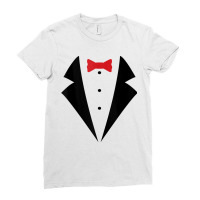 Red Bow Tie Tuxedo Costume Funny Business Casual Tank Top Ladies Fitted T-shirt | Artistshot