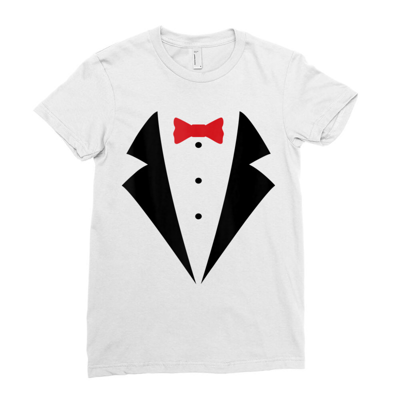 Red Bow Tie Tuxedo Costume Funny Business Casual Tank Top Ladies Fitted T-Shirt by jessen | Artistshot