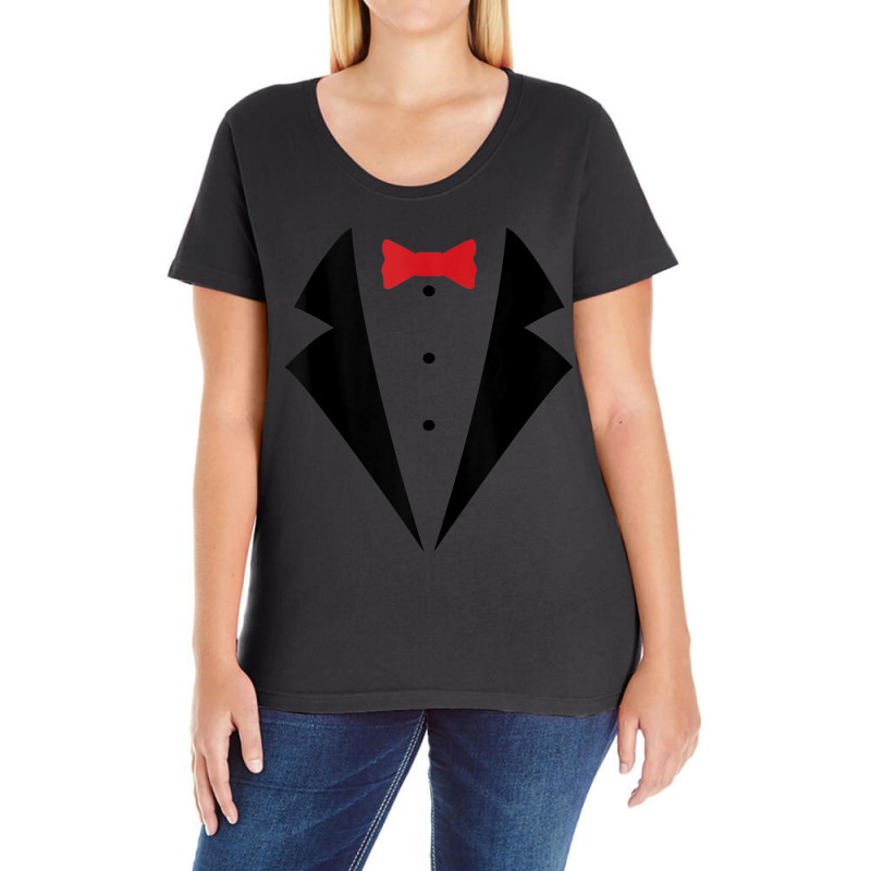 Red Bow Tie Tuxedo Costume Funny Business Casual Tank Top Ladies Curvy T-Shirt by jessen | Artistshot