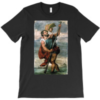 Saint Christopher Carrying The Christ Child Fresco T-shirt | Artistshot