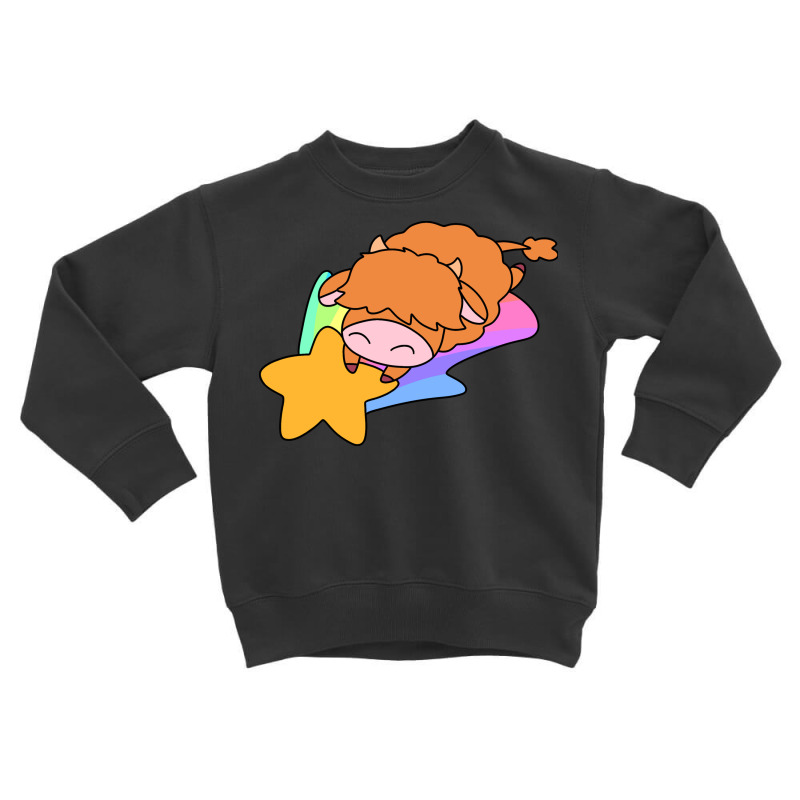 Rainbow Shooting Star Highland Cow Toddler Sweatshirt | Artistshot