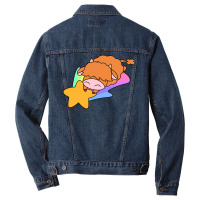 Rainbow Shooting Star Highland Cow Men Denim Jacket | Artistshot