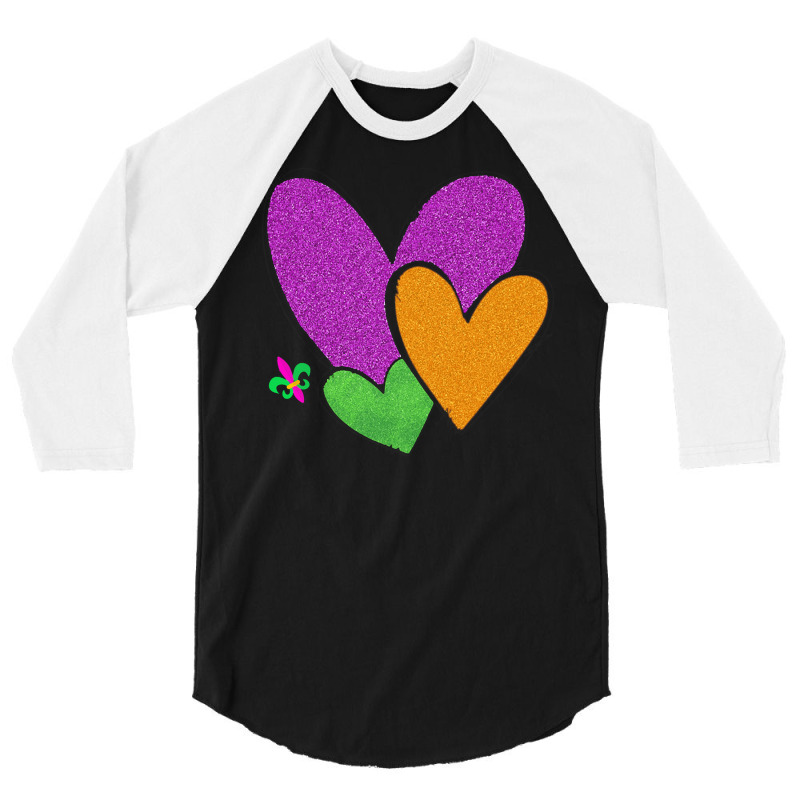 Mardi Gras Heart T  Shirt Mardi Gras Heart Leopard Print Fleur De Lis 3/4 Sleeve Shirt | Artistshot