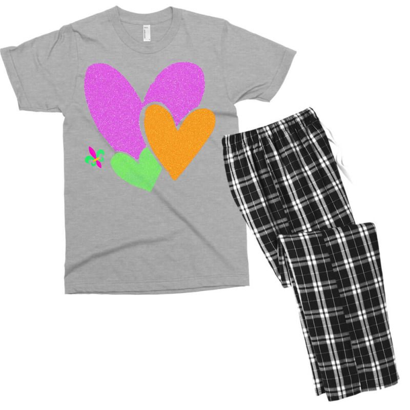 Mardi Gras Heart T  Shirt Mardi Gras Heart Leopard Print Fleur De Lis Men's T-shirt Pajama Set | Artistshot