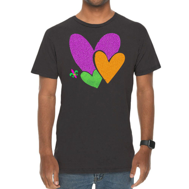 Mardi Gras Heart T  Shirt Mardi Gras Heart Leopard Print Fleur De Lis Vintage T-shirt | Artistshot