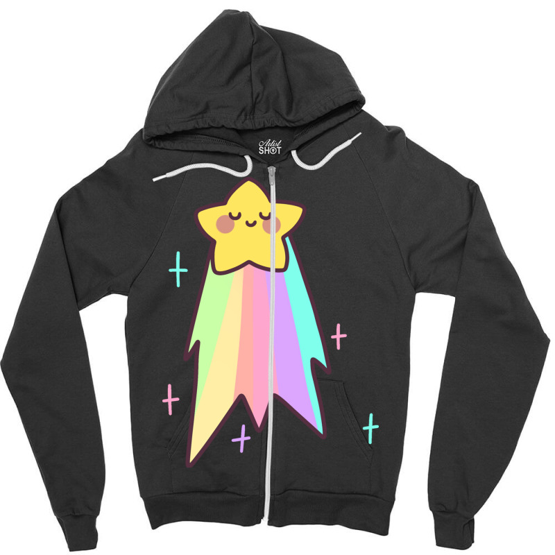 Rainbow Shooting Star Zipper Hoodie | Artistshot