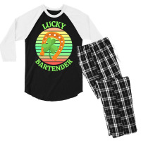 One Lucky Bartender T  Shirtone Lucky Bartender T  Shirt (2) Men's 3/4 Sleeve Pajama Set | Artistshot