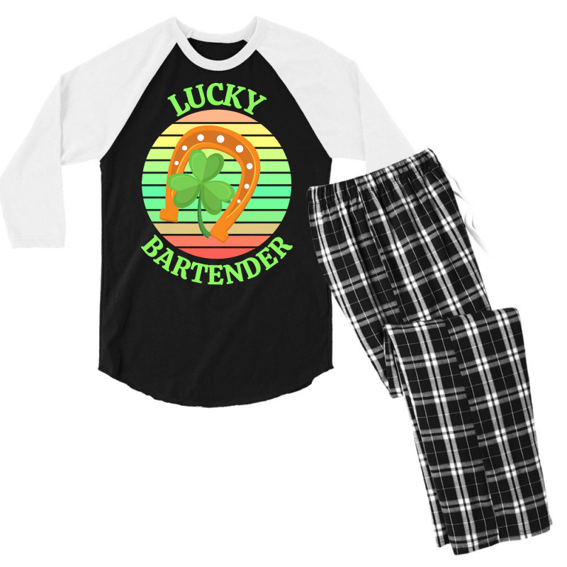 One Lucky Bartender T  Shirtone Lucky Bartender T  Shirt (2) Men's 3/4 Sleeve Pajama Set | Artistshot