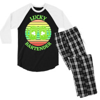 One Lucky Bartender T  Shirtone Lucky Bartender T  Shirt (5) Men's 3/4 Sleeve Pajama Set | Artistshot