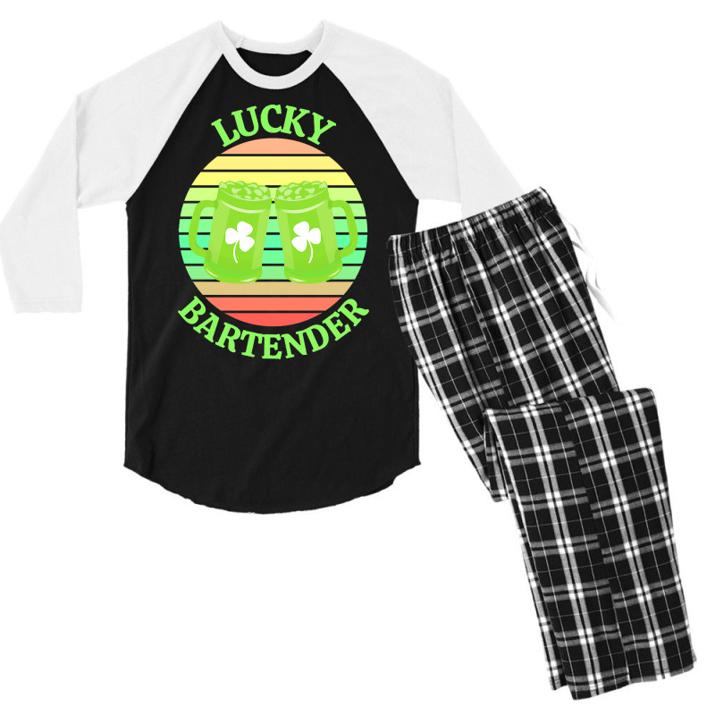 One Lucky Bartender T  Shirtone Lucky Bartender T  Shirt (5) Men's 3/4 Sleeve Pajama Set | Artistshot