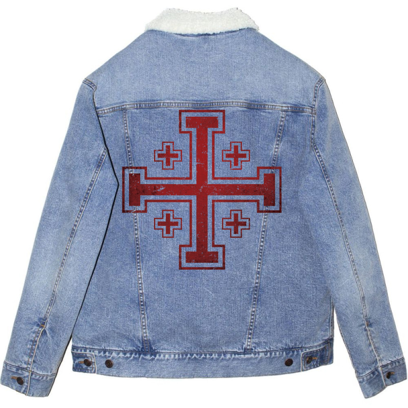 Jerusalem Cross Medieval Knights Cross Crusader Unisex Sherpa-lined Denim Jacket | Artistshot