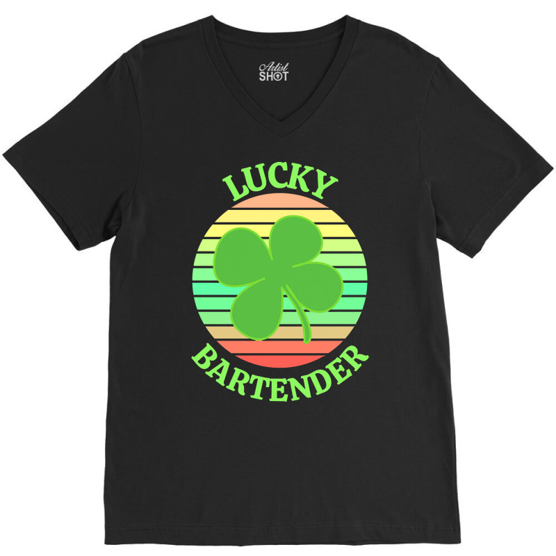 One Lucky Bartender T  Shirtone Lucky Bartender T  Shirt (7) V-neck Tee | Artistshot