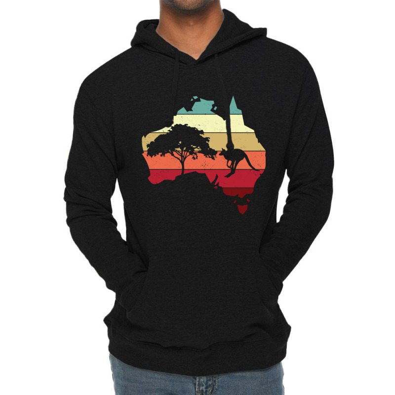 Cool Australia Map Kangaroo Rainbow Australian Aussie Long Sleeve T Sh Lightweight Hoodie by wafaha | Artistshot