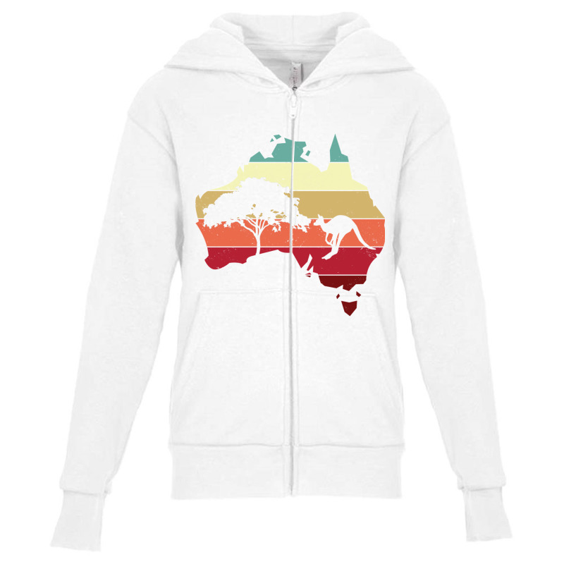 Cool Australia Map Kangaroo Rainbow Australian Aussie Long Sleeve T Sh Youth Zipper Hoodie by wafaha | Artistshot