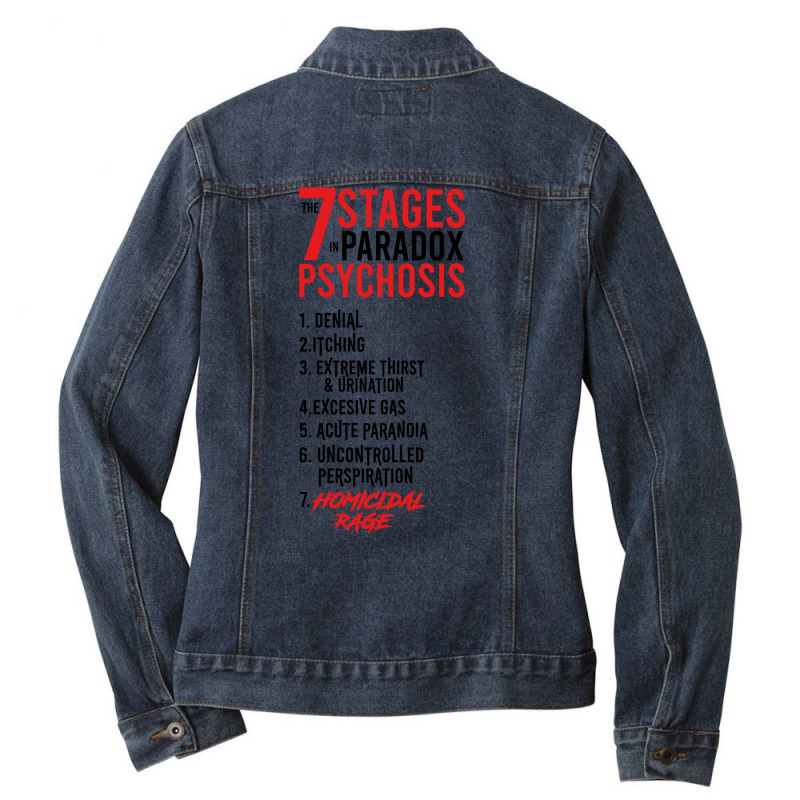 Umbrella Academy 2 The 7 Stages In Paradox Psychosis (white) Ladies Denim Jacket by henkeltohmas9 | Artistshot